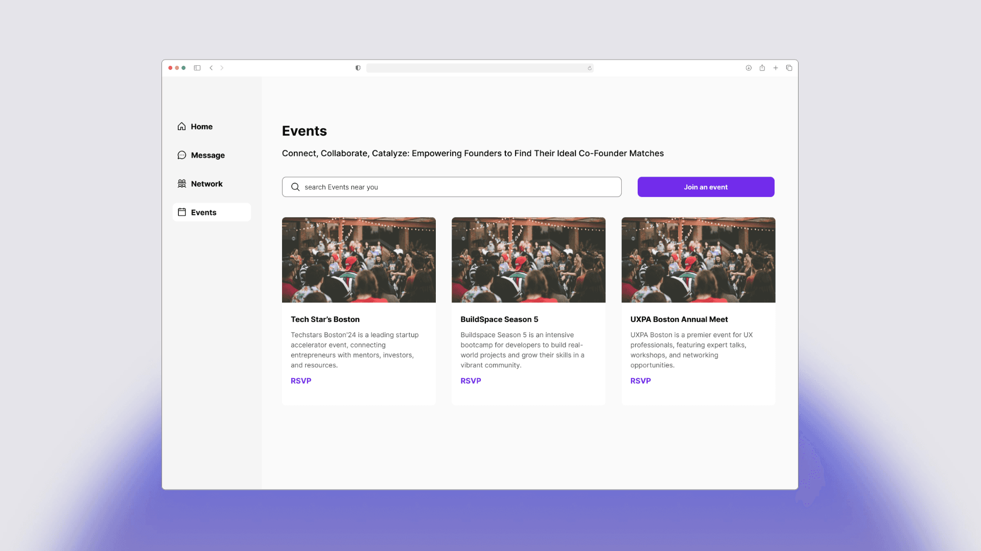Founder Match product experience