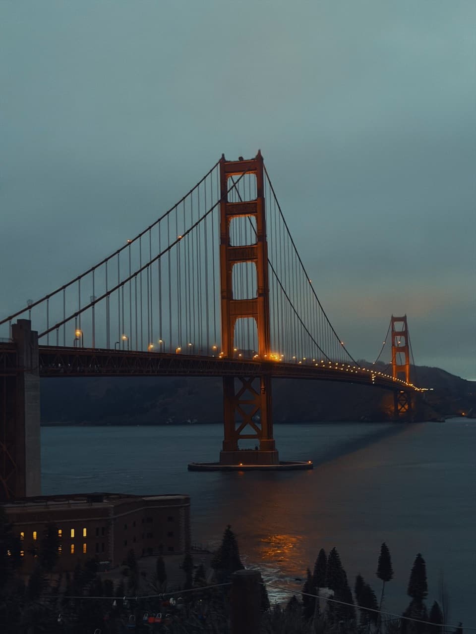 Golden Gate Bridge at dusk